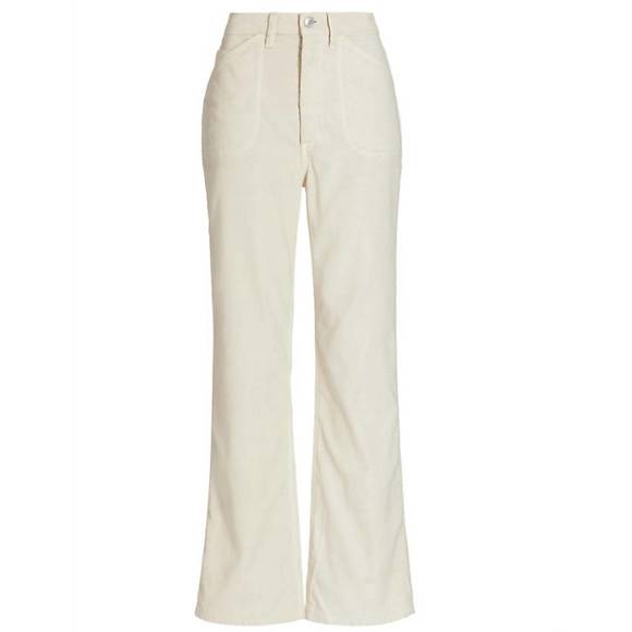 NEW RE/DONE women 70s pocket loose flare pants corduroy in off white - Picture 8 of 8